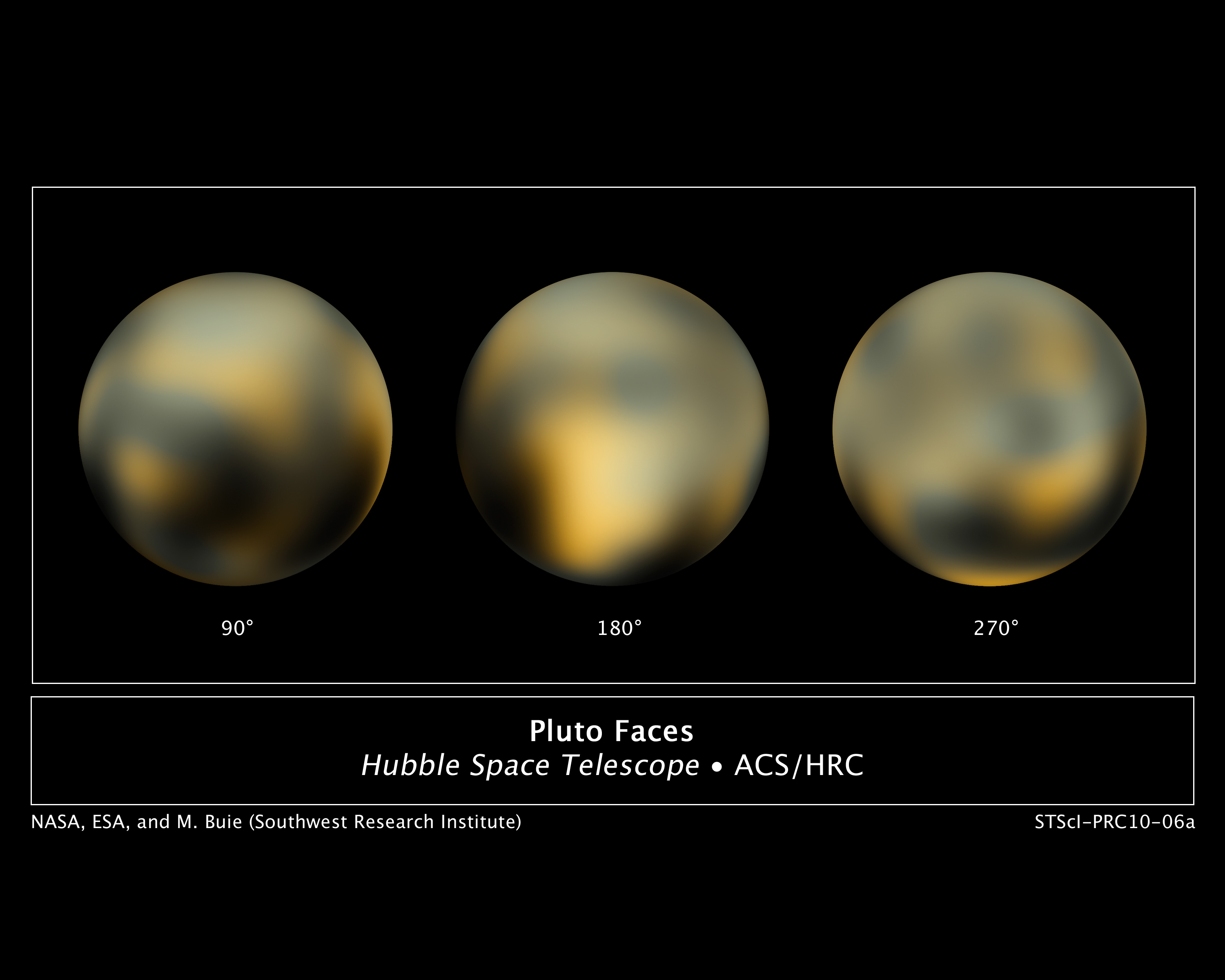 Plutos vekslende "ansikt". Foto: NASA/ESA/STScI
