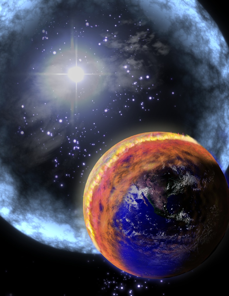 Et gammaglimt griller Jorden en gang i fremtiden. Illustrasjon: NASA