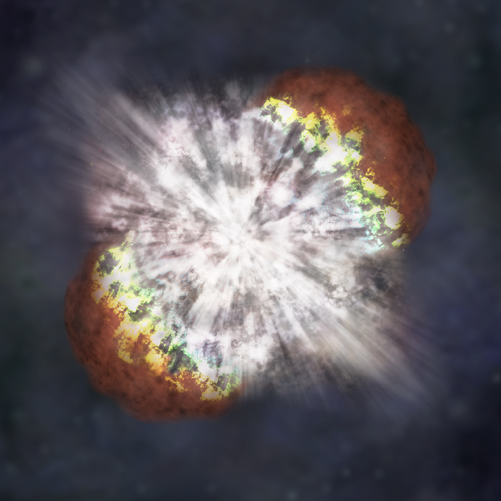 En stjerne sprenges av en kraftig supernova. Illustrasjon: NASA/CXC/M. Weiss