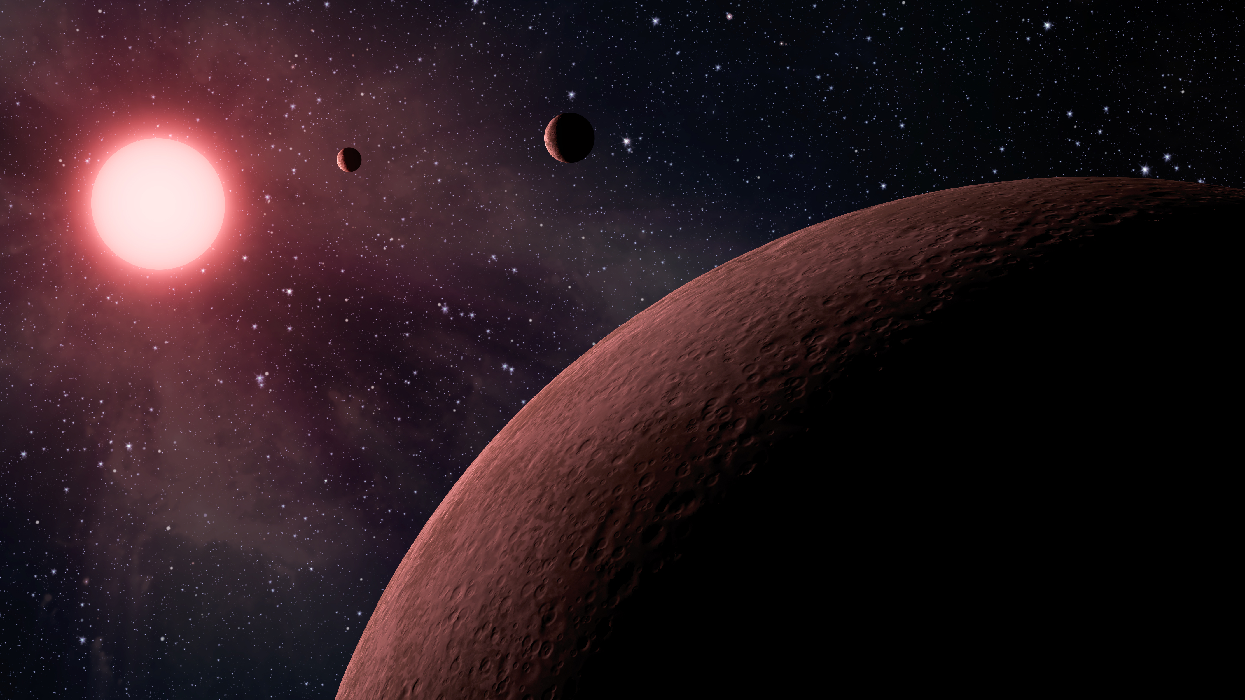 Kunstnerisk fremstilling av planet I bane rundt stjernen KOI-961. Illustrasjon: NASA/JPL-Caltech