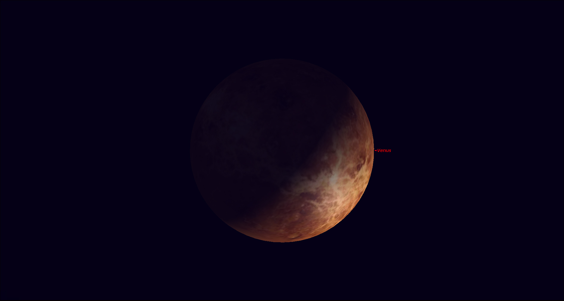 Venus er nå under halv. Illustrasjon: Knut Jørgen Røed Ødegaard