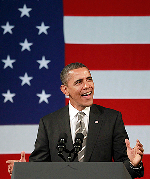 Barack Obama på talerstolen. Foto: NTB Scanpix / Haraz N. Ghanbari, AP Photo.