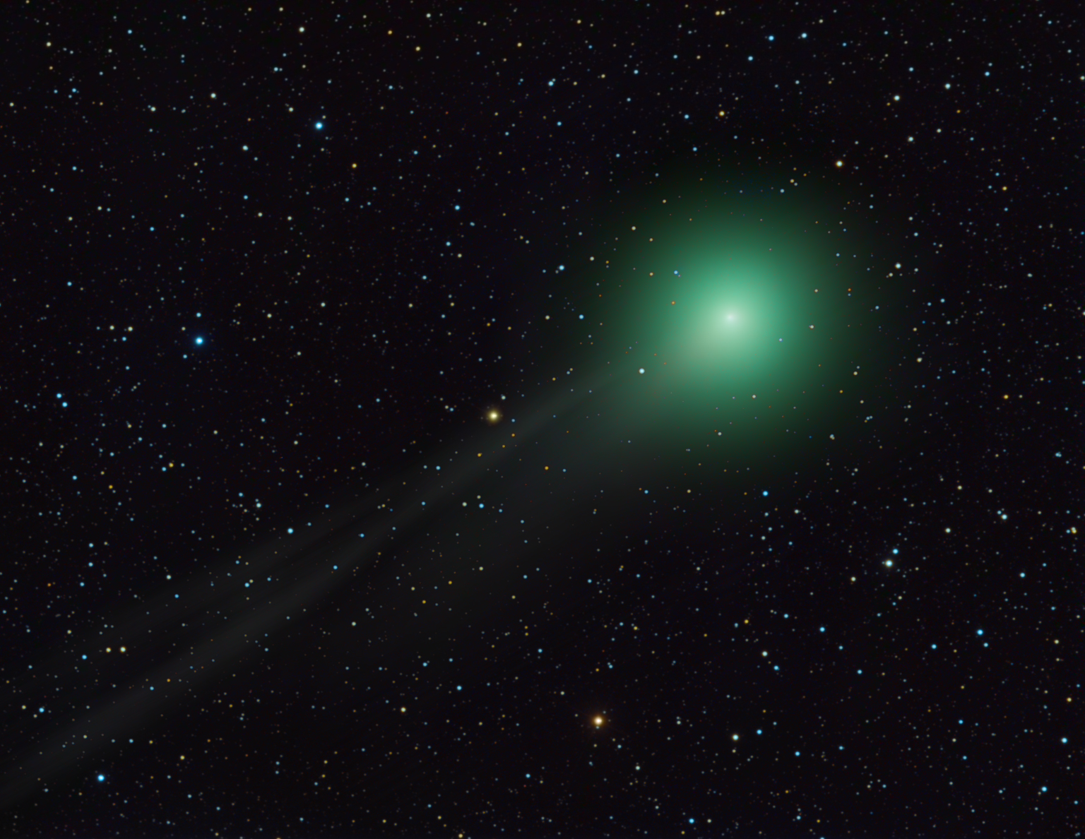 Komet Lemmon fotografert av amatørastronomen Rolf Wahl Olsen på New Zealand 28. januar 2013. Kometen har fått en flott hale, men vil tilta sterkt i lysstyrke utover våren. Foto: Rolf Wahl Olsen