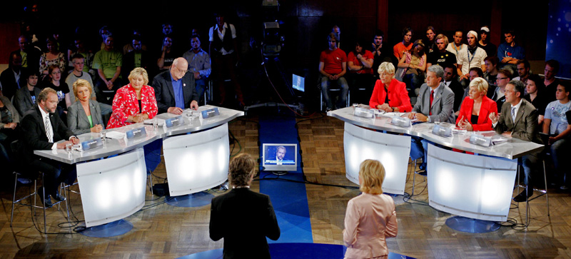 Partilederdebatten i 2007. Bare Åslaug Haga er byttet ut i kveld.