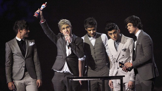 One Direction vant prisen for Beste britiske single med låta "What Makes You Beautiful" i februar 2012. Foto: Scanpix / Leon Neil, AFP Photo.